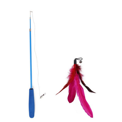 Cat Interactive Toy Teaser Stick Stick Ραβδί Pet Retractable Feather Bell Replacement Catcher Product for Cat Exercise