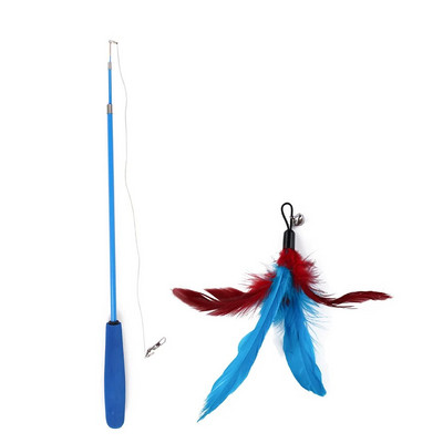 Cat Interactive Toy Teaser Stick Stick Ραβδί Pet Retractable Feather Bell Replacement Catcher Product for Cat Exercise