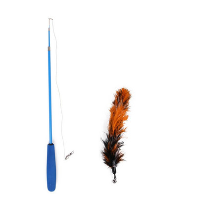 Cat Interactive Toy Teaser Stick Stick Ραβδί Pet Retractable Feather Bell Replacement Catcher Product for Cat Exercise