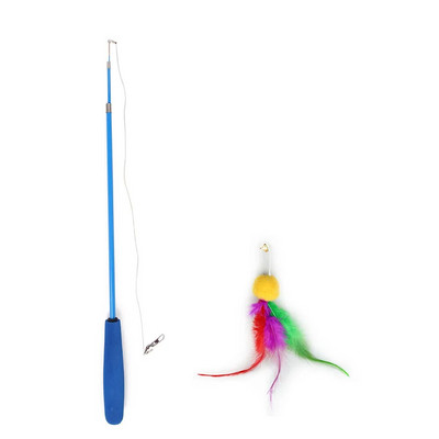 Cat Interactive Toy Teaser Stick Stick Ραβδί Pet Retractable Feather Bell Replacement Catcher Product for Cat Exercise