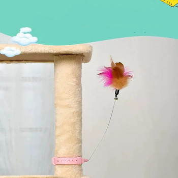 Διαδραστικά παιχνίδια για γάτες Αστείο ραβδί τρέιζερ με φτερά με κολάρο κατοικίδιων με καμπάνα Γατάκι που παίζει ραβδί τρέιλερ Παιχνίδια εκπαίδευσης για γάτες Προμήθειες