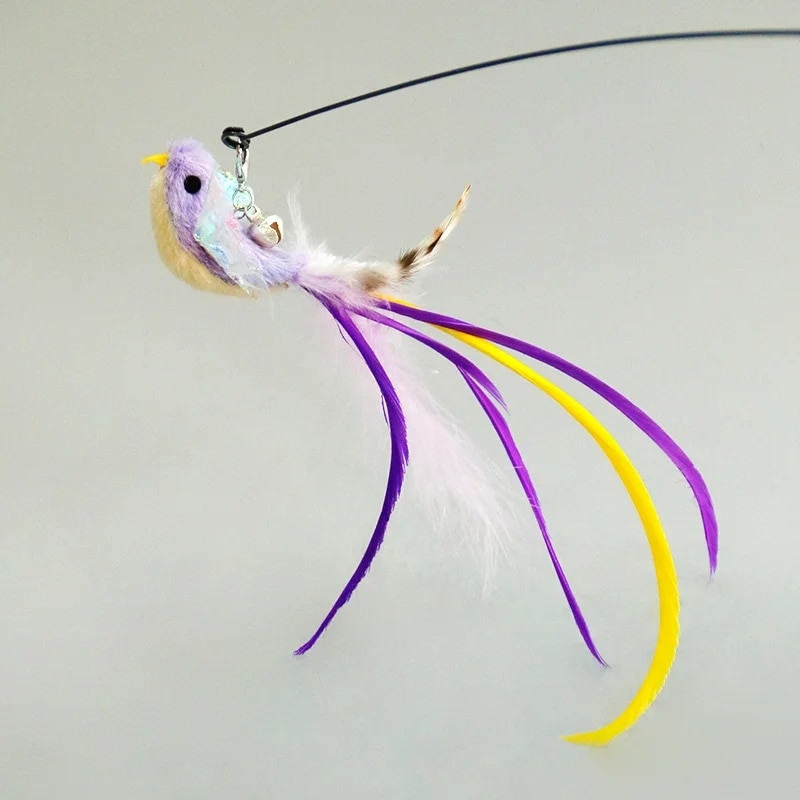 Kihangosító madár/toll macskapálca csengővel Erőteljes tapadókorongos interaktív játékok macskáknak cica vadászat gyakorlat kisállat termékek