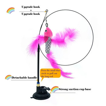 Pet Cat Toy Cat Wand Fluffy Feather with Bell Sucker Cat Stick Toy Интерактивни играчки за котки Kitten Hunting Exercise Pet Product