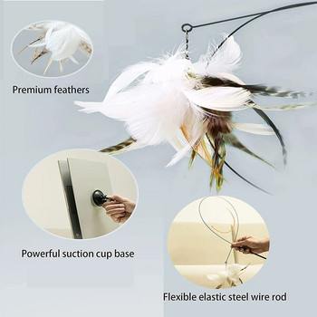 Забавна симулация Bird Interactive Cat Feather Toy with Bell Sucker Cat Stick Toy for Indoor Kitten Игра Chase Exercise Cat Toy