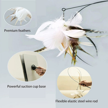 Αστεία προσομοίωση Bird Interactive Feather Toy with Bell Sucker Stick Toy for Indoor Kitten Play Chase Exercise Cat Toy