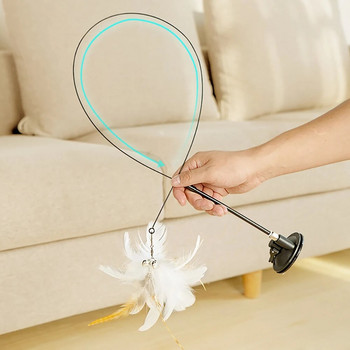 Αστεία προσομοίωση Bird Interactive Feather Toy with Bell Sucker Stick Toy for Indoor Kitten Play Chase Exercise Cat Toy