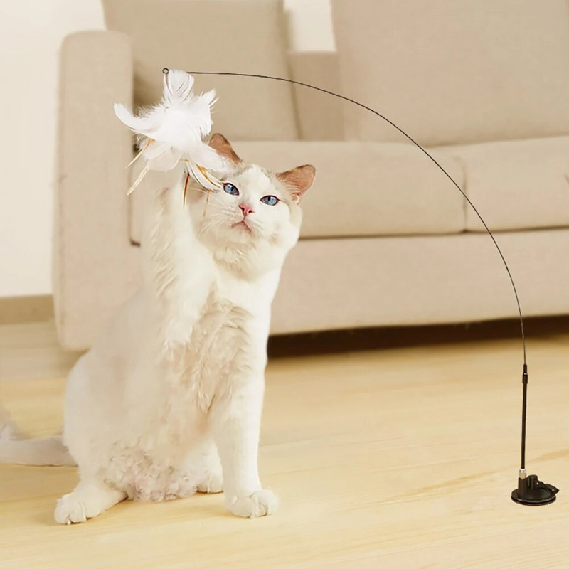 Vicces szimulációs madár interaktív macskatoll játék Bell Sucker macskabotos játékkal beltéri kiscicákhoz, üldözőgyakorlatos macskajáték