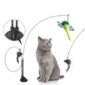 Cat Toys Simulation Bird διαδραστικό Sucker Feather Bird with Bell Cat Stick Toy for Kitten Playing Teaser Wand Toy Cat Supplies