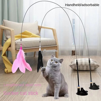 1Pc Cat Teaser Stick Interactive Toy Feather Teaser Stick Wand Pet Feather Refill Replacement Catcher Product For Cat Exercise