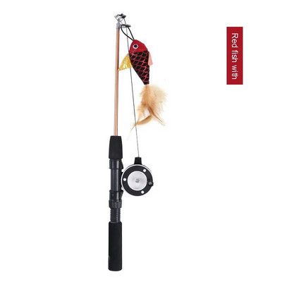 Stretch Super Long Fishing Rod Feather Cat Accessories Interaction Relieve πλήξη Small Fish Cat Game Χονδρική πώληση προϊόντων για κατοικίδια