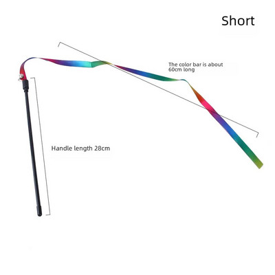 7-χρωμα Rainbow Cat Toy Bell Ringing Long Stick Toy Cats Dogs Teaser Stick Kittens Puppies