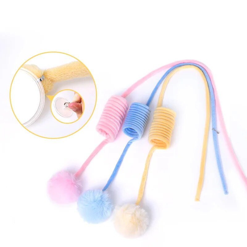 Interaktív macskajáték Vicces macskabot plüss tavaszi labda önálló hey függőajtós cicajáték kötekedő macskapálca csengő kisállat kiegészítőkkel