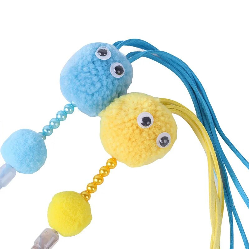 Interaktív macskabotos játék harapásálló plüsslabda csengővel Macskák botjáték cicákhoz, ugrató pálca játékok Kisállat-kiegészítők