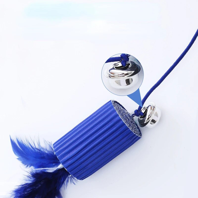 Pet Cat Teaser Többszínű madártoll plüss macska fa interaktív macskafogó bot egér Hal macska interaktív játékok csengővel