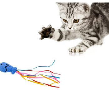 1 ΤΕΜ Διαδραστικό παιχνίδι γάτας Αστεία χρωματιστή φούντα ψαριού μέντας με παιχνίδι ραβδί γάτας για γατάκι που παίζει Teaser ραβδί παιχνίδι προμήθειες για κατοικίδια