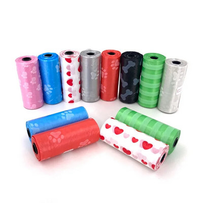 1-15 Roll Pet Dog Poop Bags Dispenser Συλλέκτης Σακούλα σκουπιδιών Puppy Cat Pooper Scooper Bag Small Rolls Clean Outdoor Pets Supplies