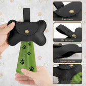 Dog Poop Pickup Bag Dispenser with Leash Clip Pet Waste Bag Dispenser for Dog Pooper Pet Outdoor Poop Bag Leathers Holder Y5GB