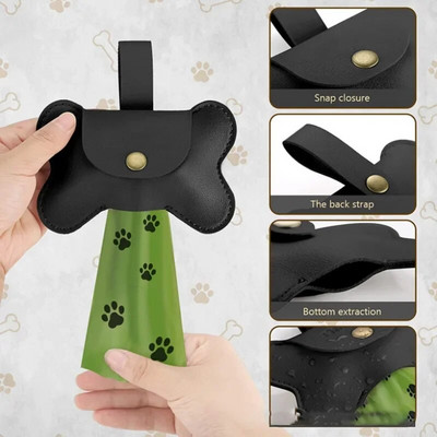 Dog Poop Pickup Bag Dog Dog Dog Pickup Bag Dog Cash Dog Clip ar siksnu Mājdzīvnieku atkritumu maisa Dog Dog Pooper Pet Outdoor PoopBag Ādas Turētājs Y5GB