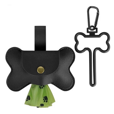 Dog Poop Pickup Bag Dispenser with Leash Clip Pet Waste Bag Dispenser for Dog Pooper Pet Outdoor Poop Bag Leathers Holder Y5GB
