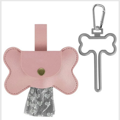 Dog Poop Pickup Bag Dispenser with Leash Clip Pet Waste Bag Dispenser for Dog Pooper Pet Outdoor Poop Bag Leathers Holder Y5GB