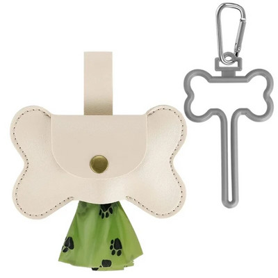 Dog Poop Pickup Bag Dispenser with Leash Clip Pet Waste Bag Dispenser for Dog Pooper Pet Outdoor Poop Bag Leathers Holder Y5GB