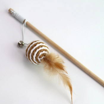 1PC Teaser Feather Toys Kitten Funny Colorful Rod Cat Wand Toys Wood Pet Cat Toys Interactive Stick Pet Cat Supplies