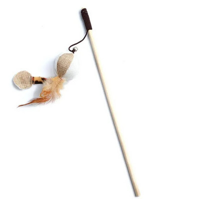 1бр Feather Cat Stick Teaser Feather Toy Kitten Funny Colorful Rod Cat Wand Toys Wood Pet Cat Interactive Stick Pet Cat Supplies