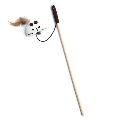 1бр Feather Cat Stick Teaser Feather Toy Kitten Funny Colorful Rod Cat Wand Toys Wood Pet Cat Interactive Stick Pet Cat Supplies