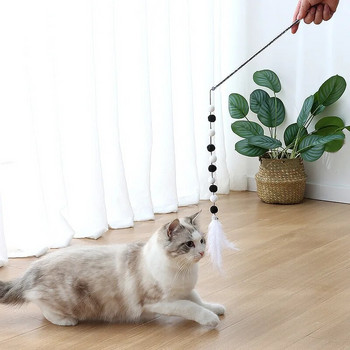 Παιχνίδια γάτας με πούπουλα Διαδραστικά για γάτες που πειράζουν ανθεκτικό γατάκι που παίζει χαριτωμένο πολύχρωμο βελούδινο μπαλάκι προμήθειες για κατοικίδια Προϊόντα για κατοικίδια