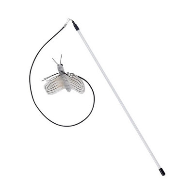 Dr.DC Steel Wire Teasing Cat Stick Μακρύ έντομο φτερό μπάλα πεταλούδας με Bell Pet Toys Διαδραστικό αστείο ραβδί για παιχνίδι γάτας