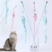 Cat Toys Funny Cat Stick Bouncy Rod Bell Bait Toy Cat Longtail Longtail Mouse Sripe Funny Cat Stick Προμήθειες για κατοικίδια Αξεσουάρ για γάτες