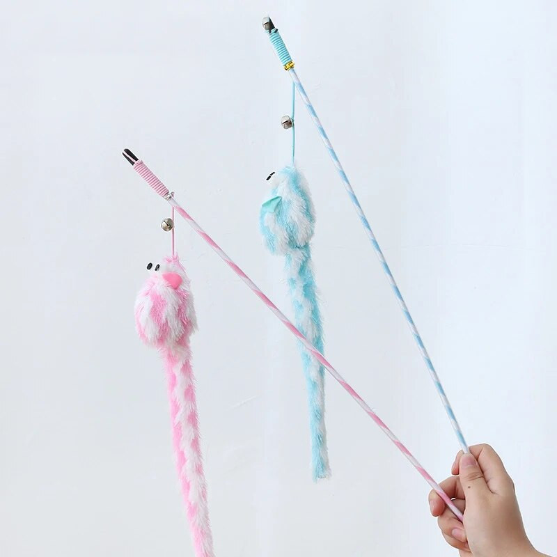 Macskajátékok Vicces macska bot Ugráló rúd csengő csali macskajáték plüss hosszúfarkú egércsík Vicces macskabot kisállatkellékek macskatartozékok