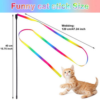 3 τεμ Teaser παιχνίδι Ραβδί γάτας Rainbow Ribbon Cat Fun Stick Διαδραστικό Εσωτερικό Υγιεινή Άσκηση Funny Cat Rod Pet Supplies Παιχνίδι γατάκι