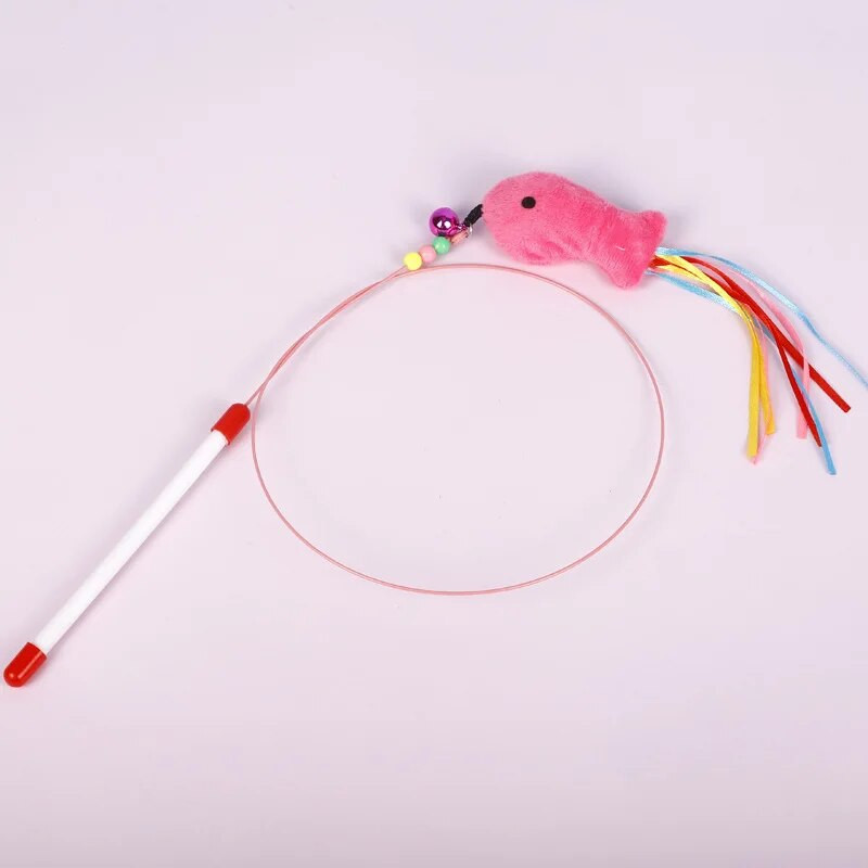 Interaktív macskajáték Vicces szimulációs tollas hal harangbottal Játékok ugrató pálcajáték cicák számára игрушки для кошек