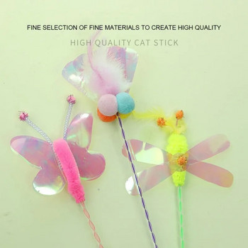 Pet Cat Toys Funny Cat Teaser Stick Fairy Butterfly Wand Toy Sequin Feather Cat Puzzle Interactive Toy Kitten Supplies