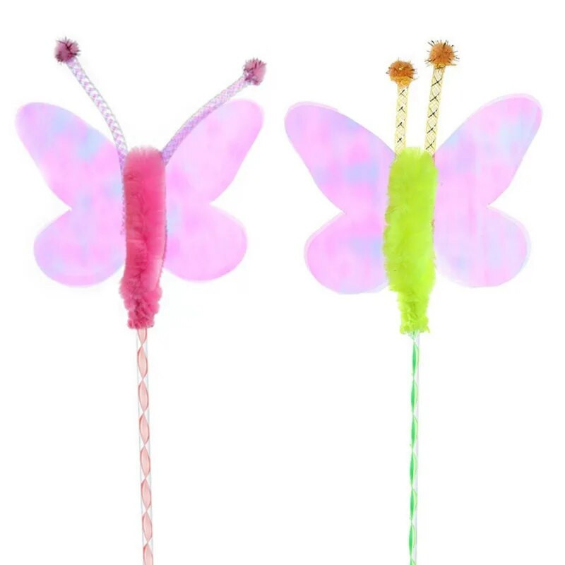 Kisállat macska játékok Vicces macska kötekedő bot Tündér pillangó pálca játék flitter toll macskarejtvény interaktív játék cica kellékek