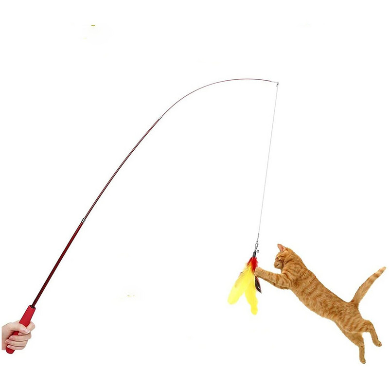 Macskajátékok Macskatoll pálca, 11 DB macska interaktív játékok, Cica behúzható horgászbotos játékok javítják az interaktív és a háziállatok egészségét