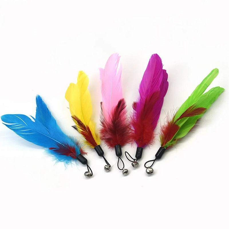 Vicces macska interaktív játékok Toll kötekedő bot, visszahúzható, három részes horgászbot, színes plüss csengővel Kisállatkellékek