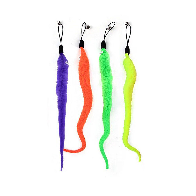 Vicces macska interaktív játékok Toll kötekedő bot, visszahúzható, három részes horgászbot, színes plüss csengővel Kisállatkellékek
