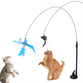 Simulation Bird διαδραστικό παιχνίδι γάτας Sucker Feather Bird with Bell Cat Stick Toy for Kitten Playing Teaser Wand Toy Cat Supplies
