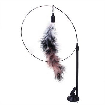 Симулация Птица интерактивна играчка за котка Sucker Feather Bird with Bell Cat Stick Toy for Kitten Playing Teaser Wand Toy Cat Supplies