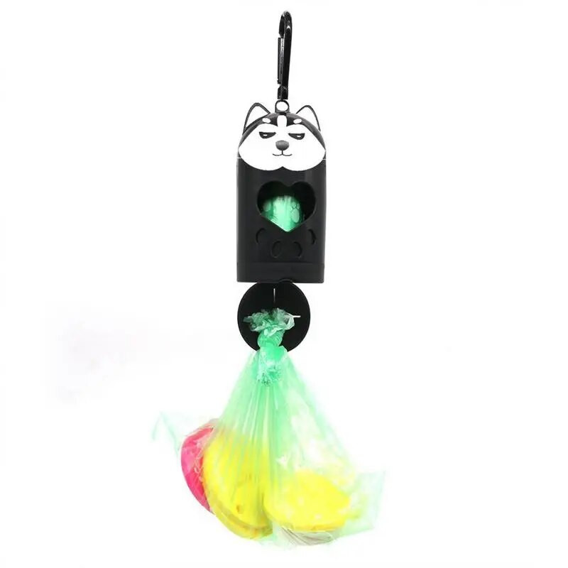 Aranyos kutya alakú szemeteszsákok kakitáska adagoló Hordozható kutyakaki szemeteszsáktartó kültéri kiskutya macska felszedő rendszerező