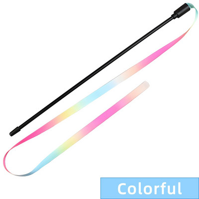 Διαδραστικό παιχνίδι Rainbow Stick για γάτες, Διαδραστικό κορδόνι Teaser για γάτες, Γούρια με πολύχρωμη κορδέλα, Κατάλληλο για τις περισσότερες γάτες και γατάκια