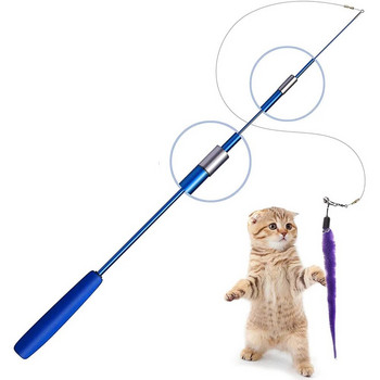 Котешки играчки 11 БР. Интерактивни играчки с котешки пера, прибиращи се играчки с котешка пръчица и резервна закачка със звънец, пълнители за котешки упражнения