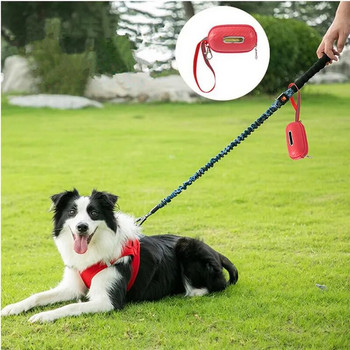 Дозатор за торбички за кучешки изпражнения PU кожен държач за торбички за кучешки изпражнения Поставка за преносими торби за боклук за ходене на кучета Светлоотразителни чанти за кучета за тоалетна