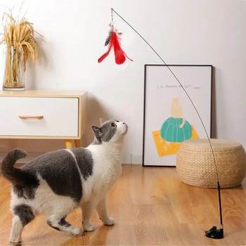 Διαδραστικό παιχνίδι για γάτα Handfree ραβδί γάτας που παίζει γατάκι που παίζει ραβδί παιχνιδιών Teaser βεντούζα για πουλί/φτερό ραβδί γάτας Προμήθειες για κατοικίδια