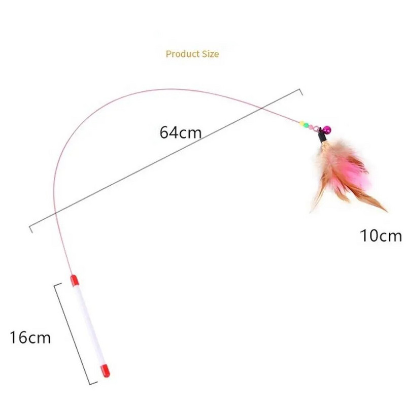 1 db fémhuzal Vicces macskabotos macskajáték kisállatjáték tollharanggal Vicces macskabot kisállatkellékek