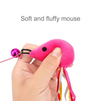 Mouse Fish Cat Toy Cat Teasing Stick Teaser Jumping Train Aid Fun Catcher Catcher Pet Toy With Small Bell