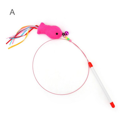 Ποντίκι Fish Cat Toy Cat Teasing Stick Teaser Jumping Train Aid Fun Cats Catcher Παιχνίδι για κατοικίδια με μικρό κουδούνι