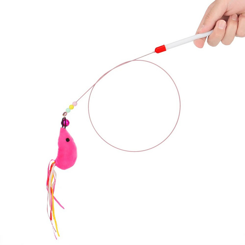 Egér hal macskajáték Macska ugrató pálca kötekedő ugráló vonaton Szórakoztató macskafogó kisállatjáték kis csengővel